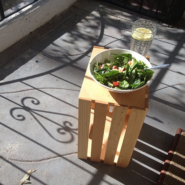 thewholeruth hotdog salad on a crate